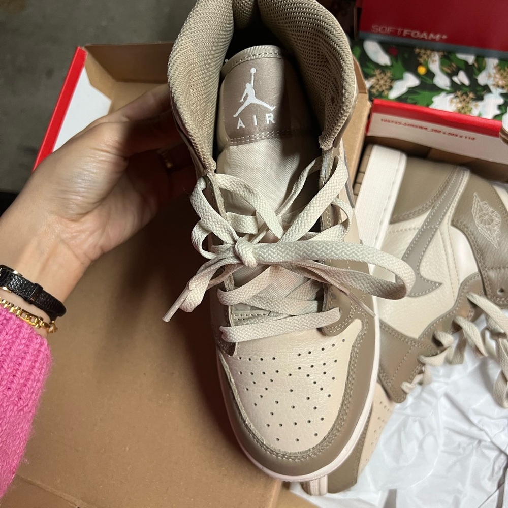 Jordan Boy Tan and Cream High-Top Sneakers - Picture 2 of 5